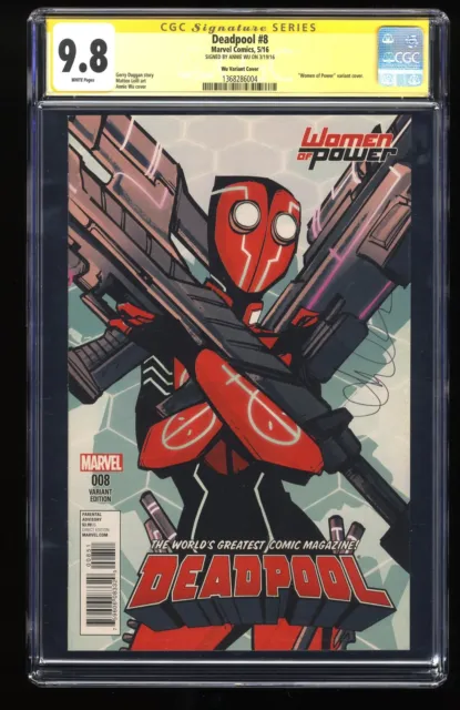 Deadpool #8 CGC NM/M 9.8 White Pages SS Signed Wu Variant Marvel