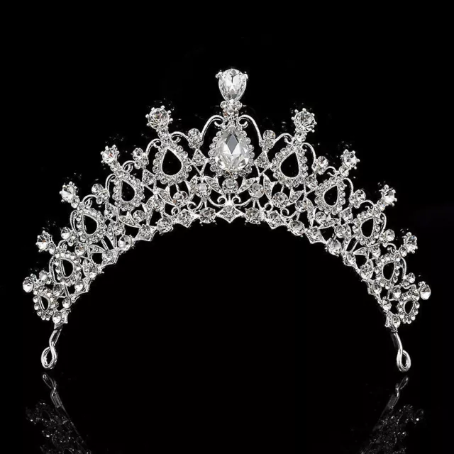 Tiara Diadem Corona Cristallo Strass Matrimonio Sposa Chiaro / Argento Metallo