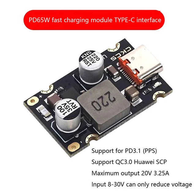 Module 1 Pps PD65W FAST CHARGING Module Type-C Interface PD3.1 PPS Fast Charging QC3 ...
