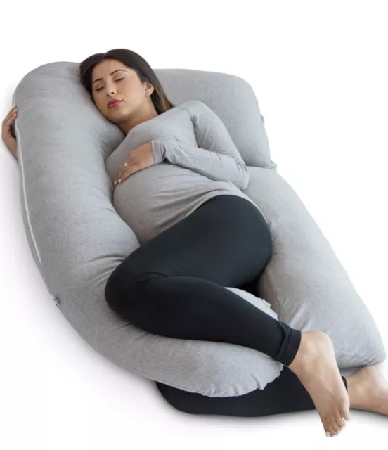 Pharmedoc Pregnancy Pillows, U-Shape Full Body Pillow -Removable Jersey Cotton C