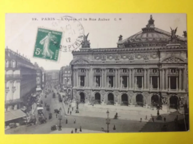 cpa PARIS in 1912 OPÃRA GARNIER Rue Auber de Antoine à Marie DUPRÃ de ROANNE 42