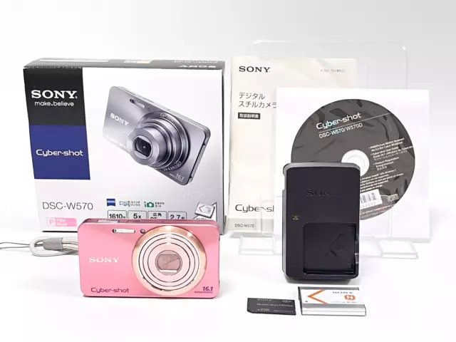 [Near Mint] SONY Cyber-shot DSC-W570 16.1MP Digital Camera Pink 5x zoom w/ Box