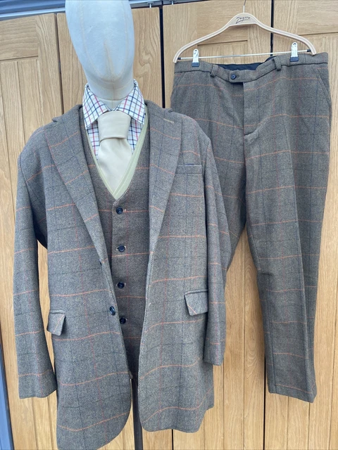Men's Tailored Country Wool TWEED Wool 3 piece SUIT 46' W40 L29