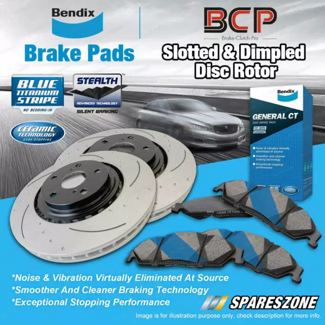 Front Slotted Disc Rotors + Bendix Brake Pads for Holden Astra AH TS 1.8 2.0 ABS