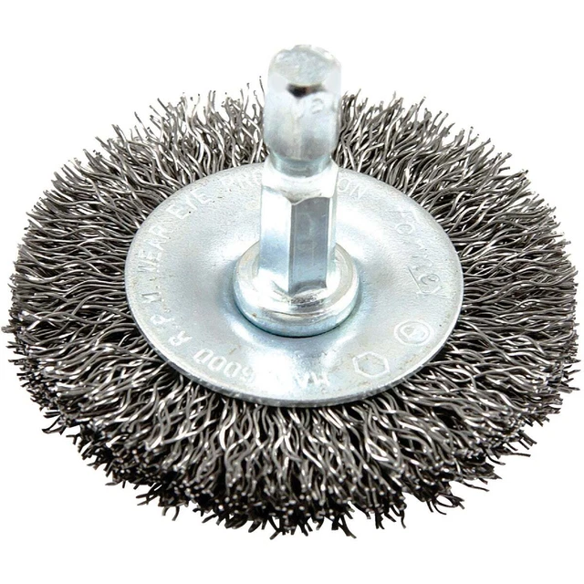 Forney 2 pulgadas Rueda de alambre hexagonal engarzada, gruesa montada en taladro 72727 paquete de 5 hornos