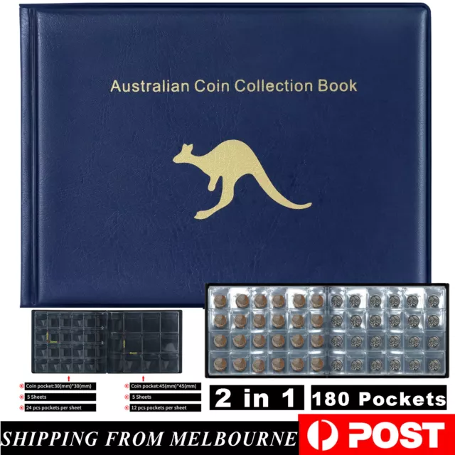 180 Coin Holder Collection Storage Collecting Money Penny Pockets Album Book OZ
