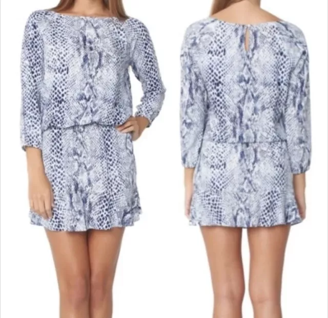 SOFT JOIE Arryn Blue/White Snakeskin Print Mini Dress. Size XS $149 NWOT