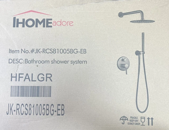 IHOMEadore Wall Mount Dual Shower Heads Set in Brushed Gold  JKRCS81005BG-EB