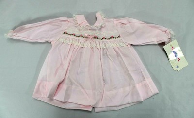 Vintage Alexis USA Baby Girl's 6M Pink Dress Lace Detail Embroidered NWT