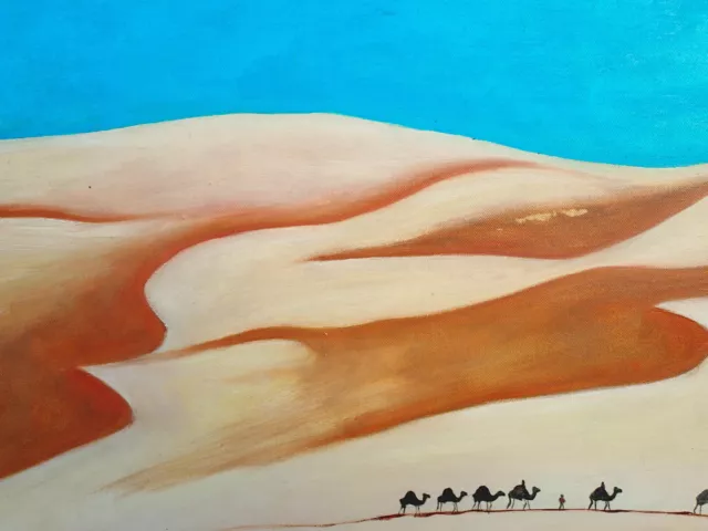 GRANDE HST ORIENTALISME DESERT Caravane Sahara dunes ciel Nature Paysage Magrheb 3