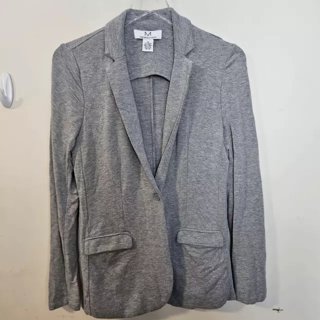 Magaschoni Notch Lapel Ponte Knit Blazer Jacket Womens Gray Size Medium