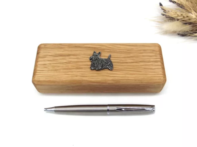 Scottish Terrier Oak Wooden Pen Box Pen Set Dog Dad Mum Gift Scottie Dog Gift