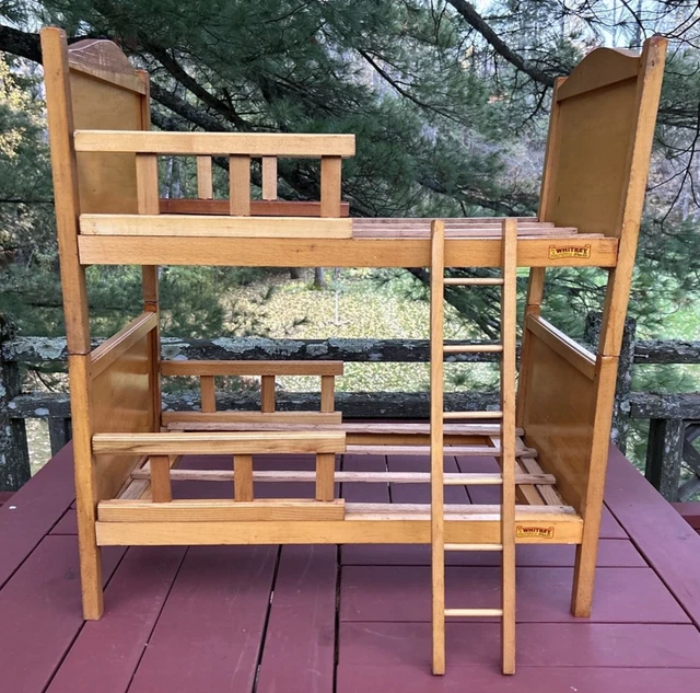 Vintage Set Of Whitney Bros. Wooden Bunk Beds For 22” Dolls + Ladder