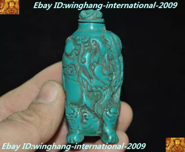 Collect Chinese Man-made Resin Hand-carved animal Dragon statue snuff bottle