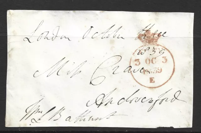 GB 1839 Freefront Signed by William Lenox Bathurst 5th Earl  to   Andoversford