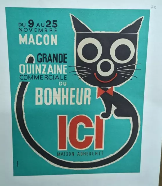 Affiche  Ancienne Quinzaine Commerciale Macon Saone Et Loire Chat Cat  Havas