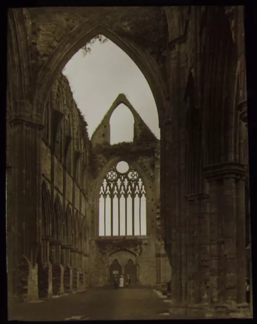 Glass Magic Lantern Slide TINTERN ABBEY INTERIOR NO2 C1920 PHOTO WALES