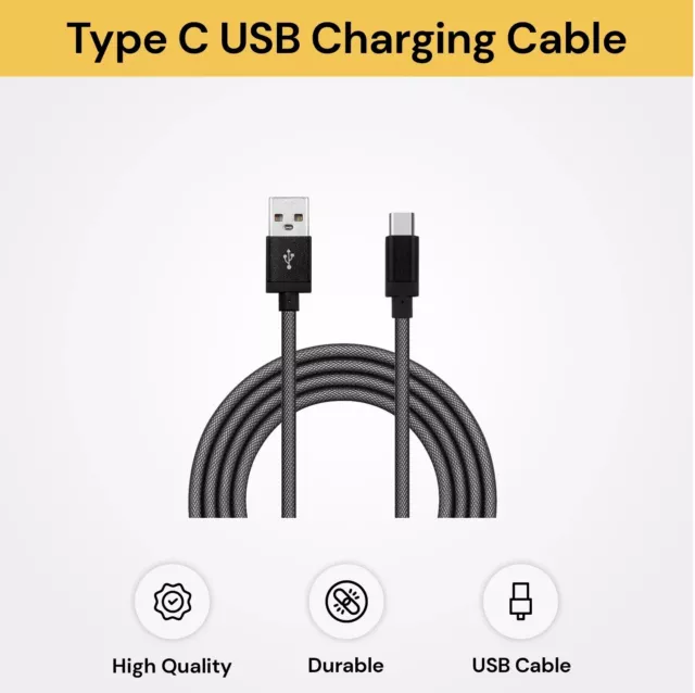 USB to Type C Fast Charging Cable Charger Data Sync Lead Cord USB 3.1 Net Braide 2