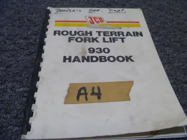 JCB 930 Rough Terrain Forklift Owner Operator Maintenance Manual