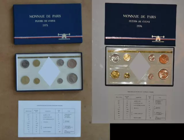Coffret FDC 1975 et 1976 - Fleurs de coins - SANS 50 Francs Hercule
