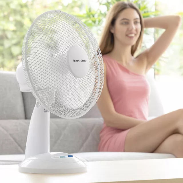 Ventilatore Da Tavolo Portatile 30cm 3 livelli di Velocità 35w Oscillante 3 Pale