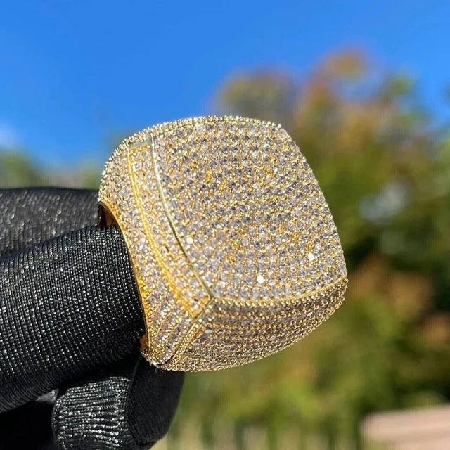 Grosse bague de fiançailles Pinky pour homme ronde 4 carats en véritable...