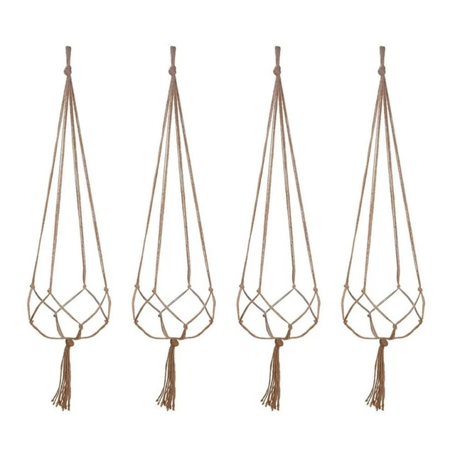 2/4Pack MACRAME JUTE PLANT HANGER FLOWER POT HOLDER WALL ART GARDEN HANGING ROPE