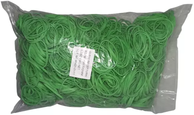 1 kg Gummiringe Gummibänder Haushaltsgummis grün 40 mm Ø 1,5 x 3 mm breit