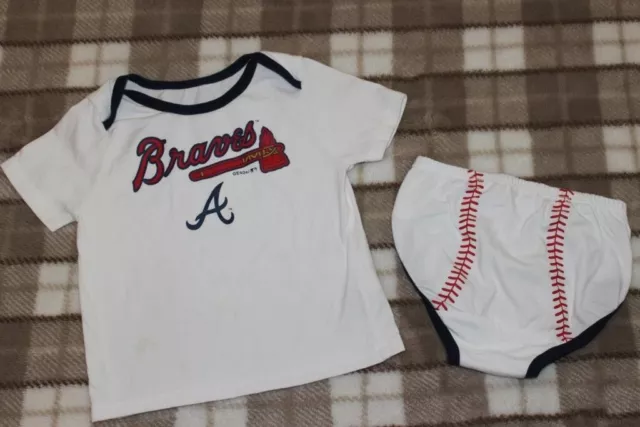 Two Piece MLB Genuine Merchandise Baby Atlanta Braves 18 months T shirt Bloomers