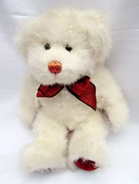 Vintage Russ Berrie & Co - 9" Christmas Cream Bear - Twinkles - Lovely Condition