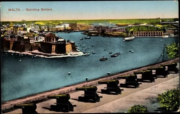 Ak Valletta Malta, Saluting Battery, Festung, Salutkanonen - 3851393