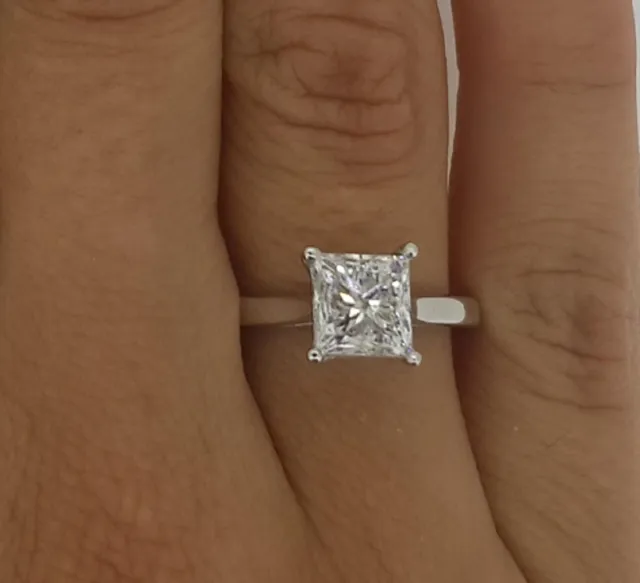 2 Ct Cathedral Solitaire Princess Cut Diamond Engagement Ring VS1 F White Gold