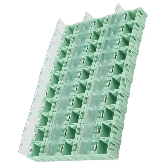 50 X Green SMT SMD Container Box Electronic Components Mini Storage Case AN FST