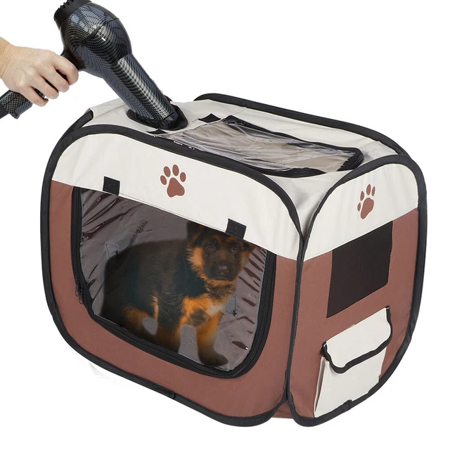 Comoda gabbia asciugacapelli da viaggio gabbia asciugacapelli per animali domestici resistente marrone
