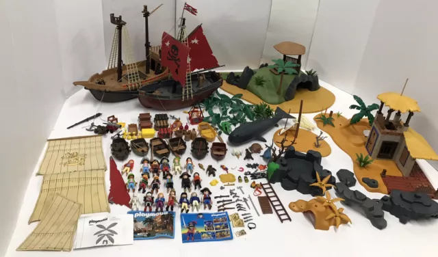 LARGE VINTAGE PLAYMOBIL Pirate Ship Island Bundle Set 3799