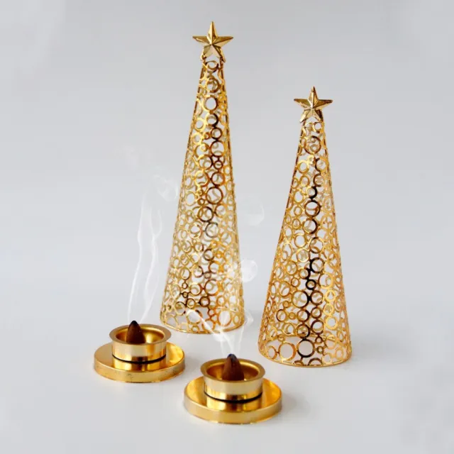 Iron Metal Christmas Tree Candlestick Gold Scented Candle Stand  Xmas