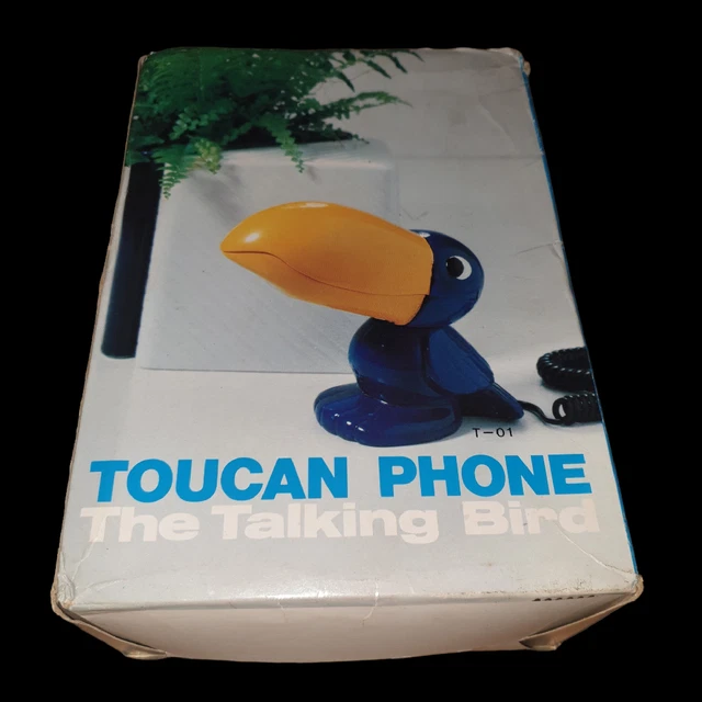 Vintage Land Line TOUCAN TELEPHONE "The Talking Bird"Original Box -Working