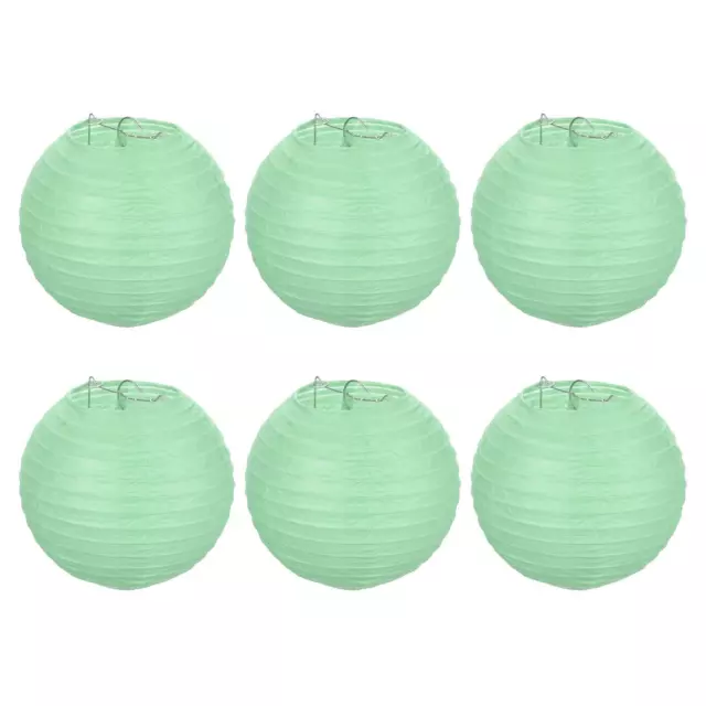 6pcs 6 Inch Folding Hanging Paper Lanterns for Wedding Home Party Light Green