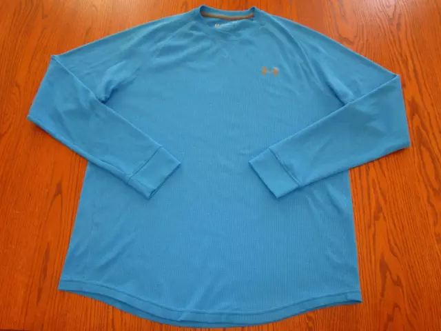 Under Armour Long Raglan Sleeve Blue Thermal T-Shirt Mens Large Excellent