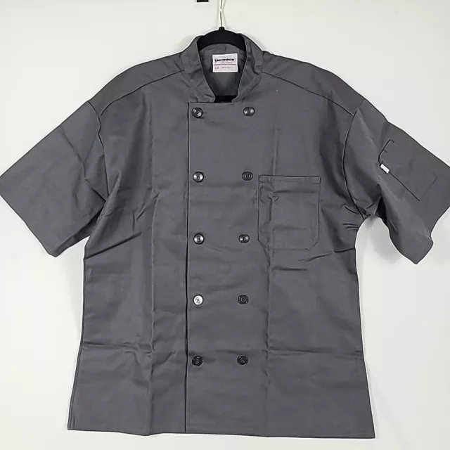 NEW Uncommon Threads Chef Coat Short Sleeve Size M Slate Grey