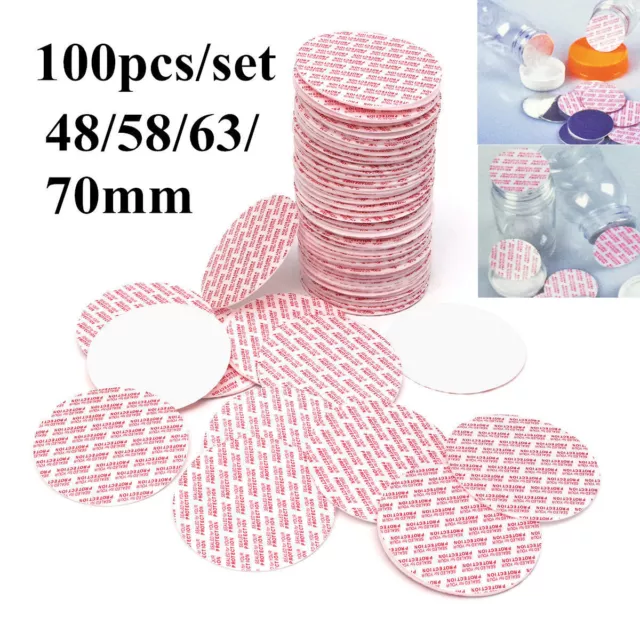 100Pcs Foam Safety Tamper Seals Jar Bottle Press Seal Cap Liners 48/58/63/70mm