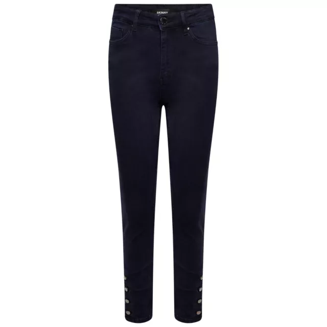 Ladies Ex-M&S Per Una High Waist Straight Leg Skinny Dark Indigo Mix Jeans