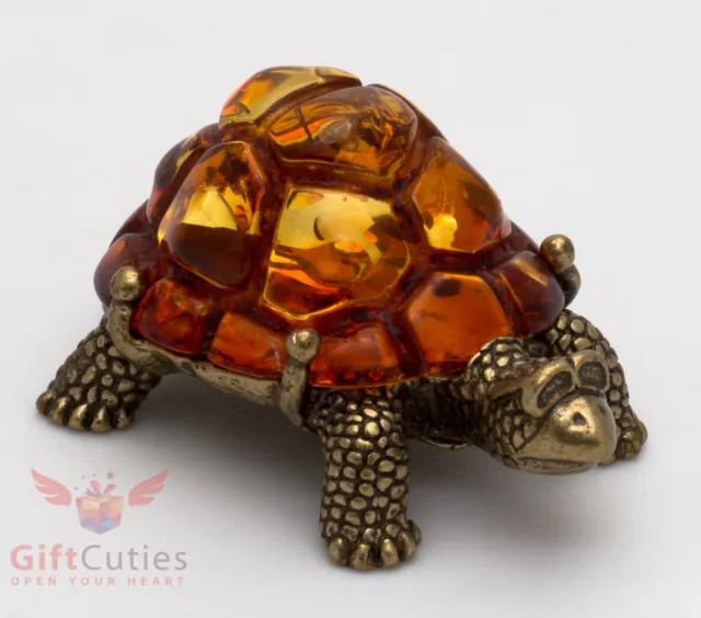 Solid Brass Amber Figurine Tortoise Turtle talisman Totem IronWork