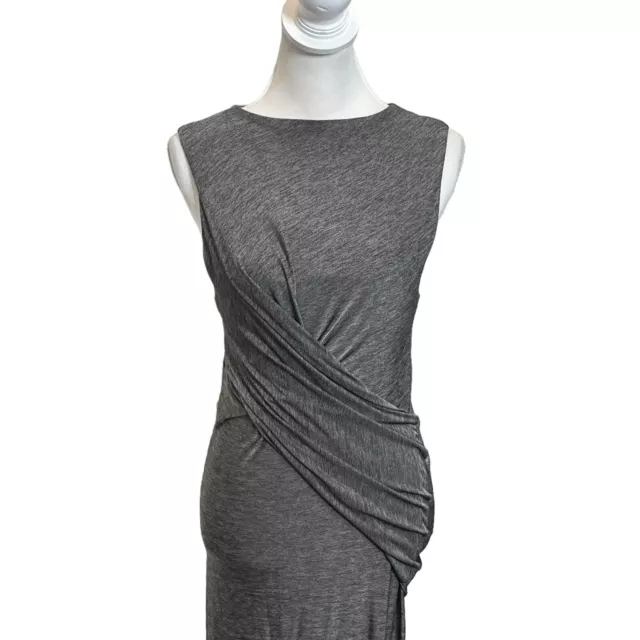 T by Alexander Wang Heather Gray Twist Front Jersey Midi Dress Womens Size M 3
