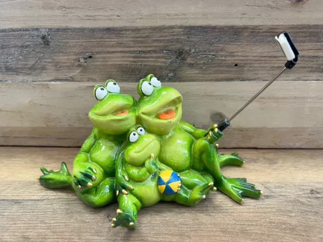 Frog Family Taking Selfie Resin Figurine 8.5" x 6"