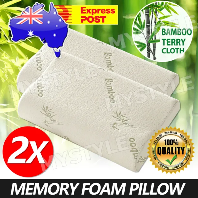Luxury Soft Contour Bamboo Pillows Cushion Memory Foam Fabric Hypoallergenic