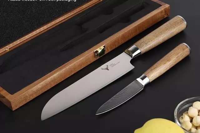 Kochmesser Set Damast Küchenmesser Geschenkbox Damascus chef knife gift set box