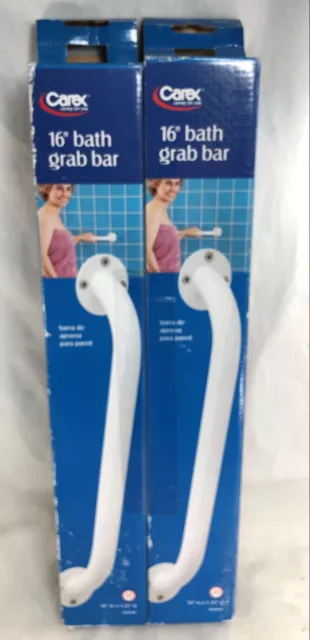 Carex Health Brands Bathroom Wall Grab Bar, White, 16 Inch BUNDLE 2 HANDLES