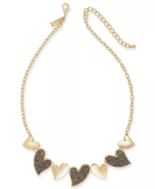 INC Gold-Tone Beaded Heart Statement Necklace, 18" + 3" ext