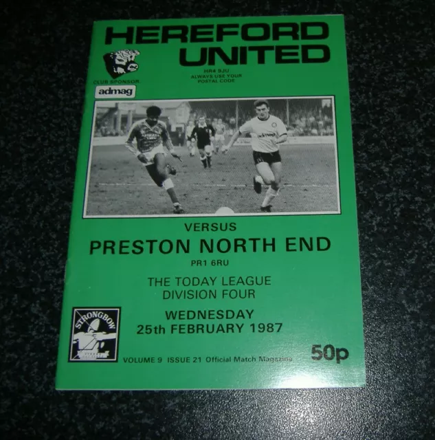 Hereford Utd v Preston 1986/87 - *MINT Condition*